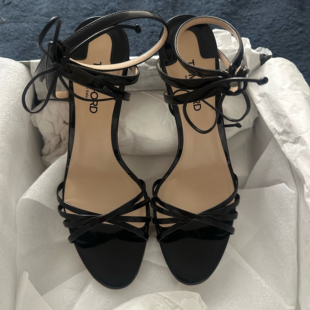 Tom Ford Black Heeled Shoes with Strappy Design